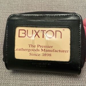 Buxton Black Leather Wallet with ID Window Accordion Credit Card & Coin Area